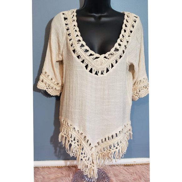 NWOT COCO + JAIMESON BOHO FRINGE TOP -Size Small - Picture 1 of 3